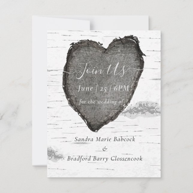 Tarjeta De Agradecimiento Foto de Aspen de Rustic Wood Hearts (Reverso)