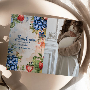 Tarjeta De Agradecimiento Foto de Baby Shower Berry Sweet Wild Berries