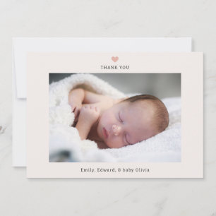 Tarjeta De Agradecimiento Foto de Baby Shower con Corazón Agradecido