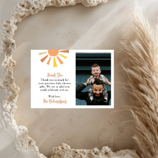 Tarjeta De Agradecimiento Foto de Baby Shower de Boho Sunshine