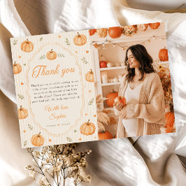 Tarjeta De Agradecimiento Foto de Baby Shower de Calabaza Enamorada