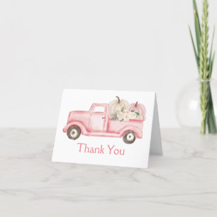 Tarjeta De Agradecimiento Foto de Baby Shower de Camioncito de Calabaza Pequ