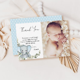Tarjeta De Agradecimiento Foto de Baby Shower de Elephant Boy