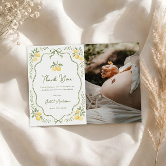 Tarjeta De Agradecimiento Foto de Baby Shower de Limón Floral