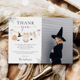 Tarjeta De Agradecimiento Foto de Baby Shower de línea de ropa de fantasma d