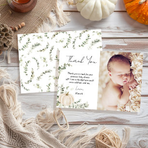 Tarjeta De Agradecimiento Foto de Baby Shower de Little Pumpkin