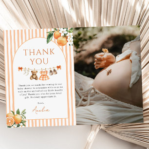 Tarjeta De Agradecimiento Foto de Baby Shower de Naranja Un Poco de Cute Cit