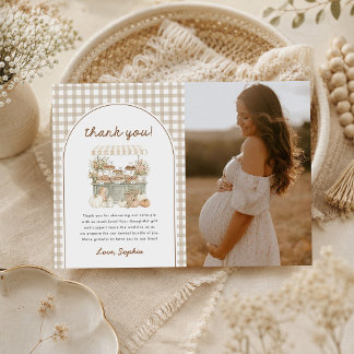 Tarjeta De Agradecimiento Foto de Baby Shower de Otoño Little Cutie Pie