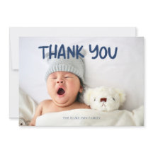 Foto de Baby Shower manuscrito azul Gracias