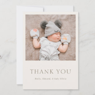 Tarjeta De Agradecimiento Foto de baby shower neutral cálida
