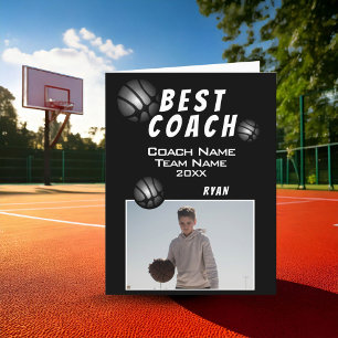 Tarjeta De Agradecimiento Foto de Balón de Baloncesto del Mejor Entrenador N
