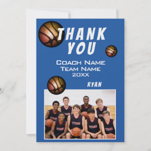 Tarjeta De Agradecimiento Foto de Balón de Baloncesto Moderno Gracias Entren