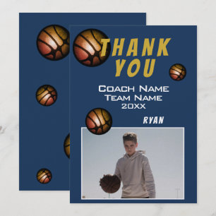 Tarjeta De Agradecimiento Foto de Balón de Baloncesto Moderno Gracias Entren