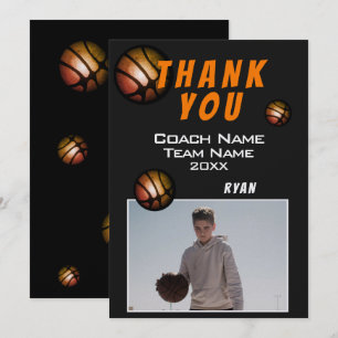 Tarjeta De Agradecimiento Foto de Balón de Baloncesto Moderno Gracias Entren