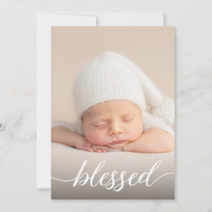 Tarjeta De Agradecimiento Foto de Bautizo Católico Bendito Personalizada Mod