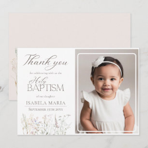 Tarjeta De Agradecimiento Foto de bautizo de flores silvestres diminutas ele