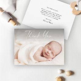 Tarjeta De Agradecimiento Foto de bebé con letra moderna