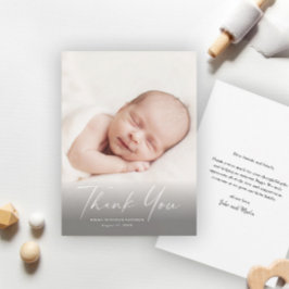 Tarjeta De Agradecimiento Foto de bebé con letra moderna