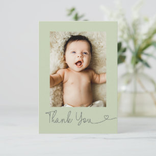 Tarjeta De Agradecimiento Foto de bebé corazón Moderno Cumpleaños de bebé ve