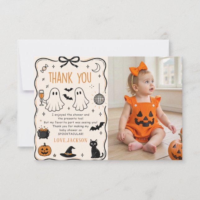 Tarjeta De Agradecimiento foto de bebé de Halloween (Anverso)