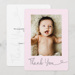 Tarjeta De Agradecimiento Foto de bebé Gracias Corazón chic marca de agua Ro