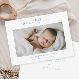 Tarjeta De Agradecimiento Foto de bebé niño con lazo simple