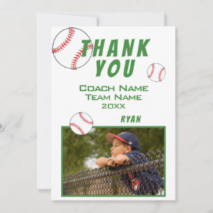 Tarjeta De Agradecimiento Foto de béisbol jugador equipo entrenador