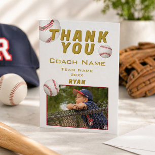 Tarjeta De Agradecimiento Foto de béisbol jugador equipo entrenador
