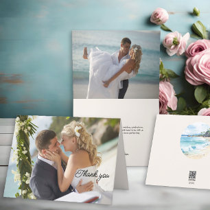 Tarjeta De Agradecimiento Foto de boda 2 Imagen con tema de playa