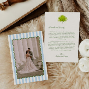 Tarjeta De Agradecimiento Foto de boda a rayas Cabana Tropical 