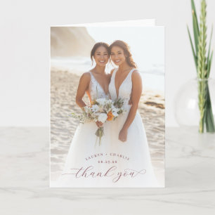 Tarjeta De Agradecimiento Foto de boda alegre en la playa