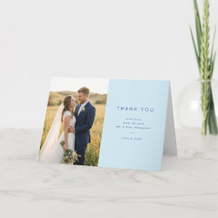 Tarjeta De Agradecimiento Foto de Boda Azul Alegre