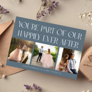 Tarjeta De Agradecimiento Foto de boda azul pizarra Felices para Siempre