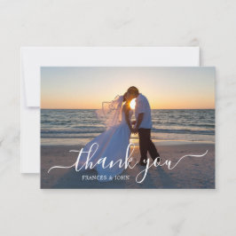 Tarjeta De Agradecimiento Foto de boda azul polvoriento