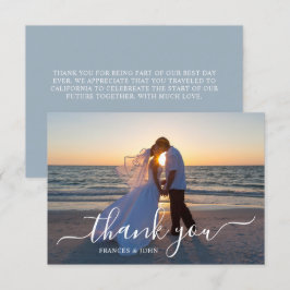Tarjeta De Agradecimiento Foto de boda azul polvoriento