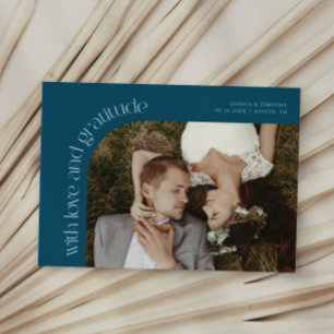Tarjeta De Agradecimiento Foto de boda azul turquesa de amor y gratitud