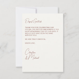 Tarjeta De Agradecimiento Foto de Boda blanco suave y borgoña
