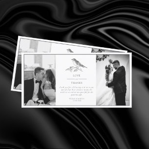 Tarjeta De Agradecimiento Foto De Boda Blanco Y Negro Vintage Bird