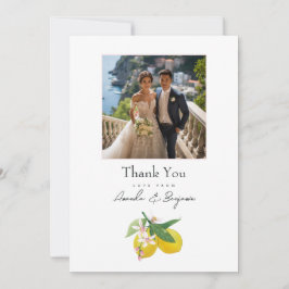 Tarjeta De Agradecimiento Foto de boda botánica de limón elegante