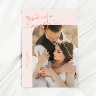 Tarjeta De Agradecimiento Foto de boda casados y agradecidos melocotón