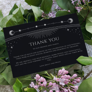 Tarjeta De Agradecimiento Foto de boda celestial de plata negra