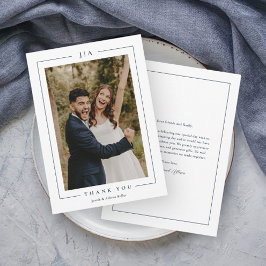 Tarjeta De Agradecimiento Foto de boda clásica de azul marino