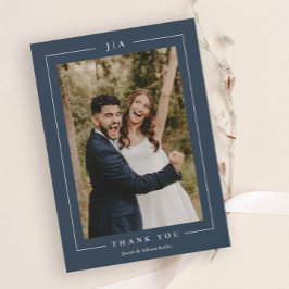 Tarjeta De Agradecimiento Foto de boda clásica de azul marino
