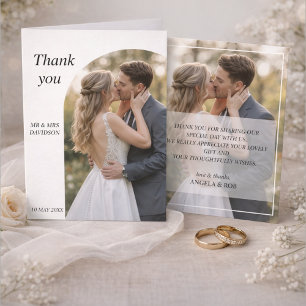 Tarjeta De Agradecimiento Foto de boda con caligrafía hermosa y elegante