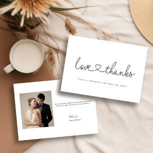 Tarjeta De Agradecimiento Foto de boda con corazón de guión de Amor y Gracia