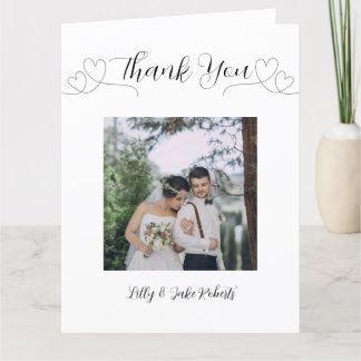 Tarjeta De Agradecimiento Foto de boda con corazón moderno