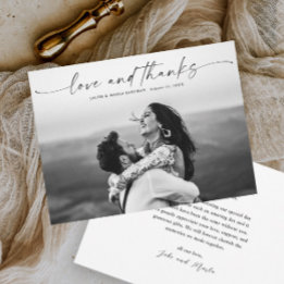 Tarjeta De Agradecimiento Foto de boda con guión moderno Amor y agradecimien