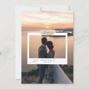 Tarjeta De Agradecimiento Foto de boda con guión simple minimalista