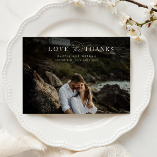 Tarjeta De Agradecimiento Foto de boda con guión simple minimalista