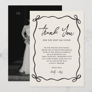 Tarjeta De Agradecimiento Foto de Boda con Lazo Coquette